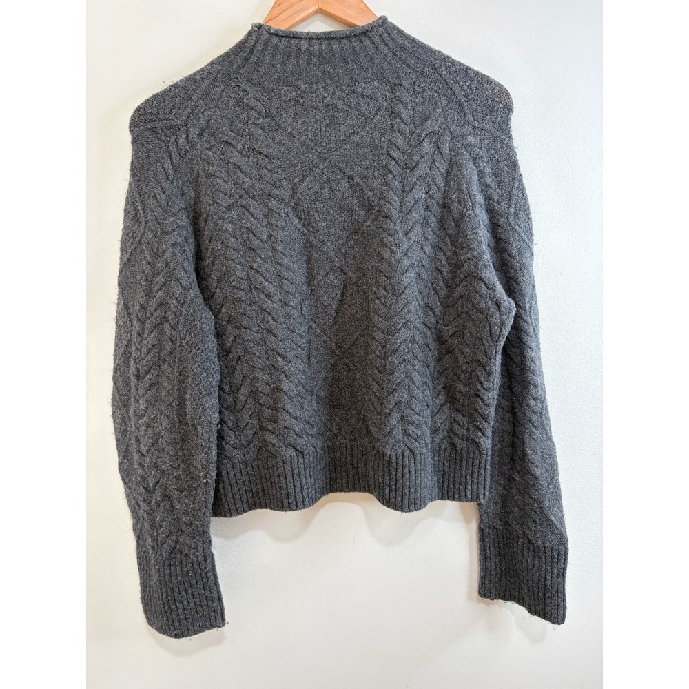 J Crew Womens Gray Merino Wool Alpaca Cable Knit Sweater XXS Preppy Old Money - Picture 3 of 7